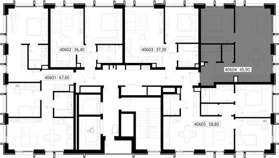 Продажа 1-комнатной квартиры 45,9 м², 6/15 этаж