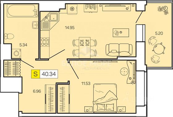 Продажа 2-комнатной квартиры 40,3 м², 16/16 этаж