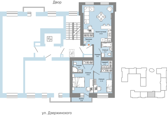 Продажа 3-комнатной квартиры 69 м², 2/8 этаж