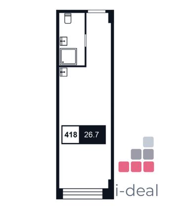 Продажа квартиры-студии 26,7 м², 4/8 этаж