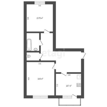 Продажа 2-комнатной квартиры 64,1 м², 1/3 этаж