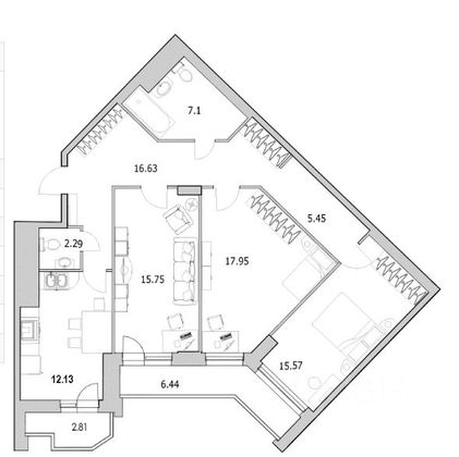 101,8 м², 3-комн. квартира, 4/25 этаж