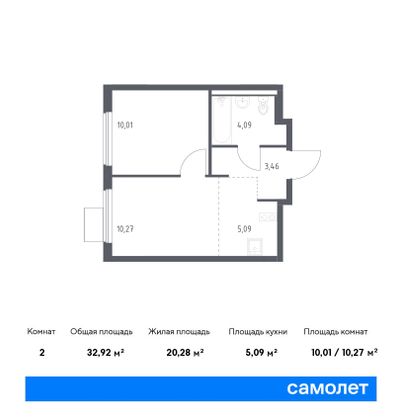 32,9 м², 1-комн. квартира, 11/11 этаж