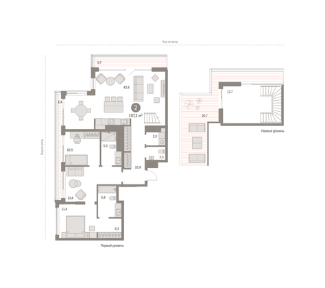 157,1 м², 2-комн. квартира, 24/24 этаж