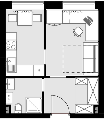 28,3 м², 1-комн. квартира, 5/28 этаж