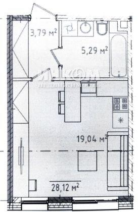 Продажа квартиры-студии 28,1 м², 9/21 этаж