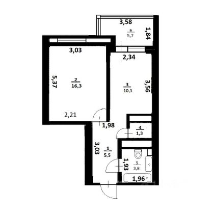 Продажа 1-комнатной квартиры 36,8 м², 21/22 этаж