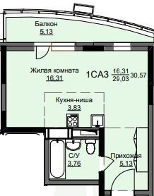 Продажа квартиры-студии 30,6 м², 5/17 этаж