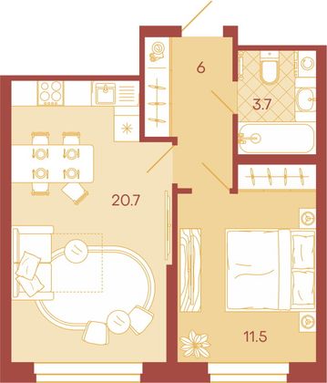 Продажа 2-комнатной квартиры 41,9 м², 3/18 этаж