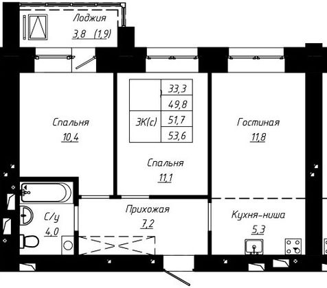 Продажа 3-комнатной квартиры 51,7 м², 9/16 этаж