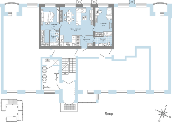 Продажа 3-комнатной квартиры 73 м², 1/4 этаж