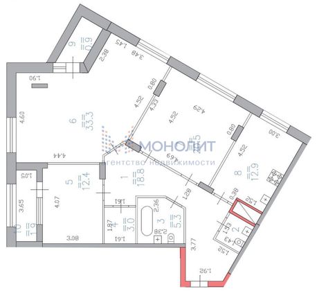 Продажа 3-комнатной квартиры 114,9 м², 16/21 этаж