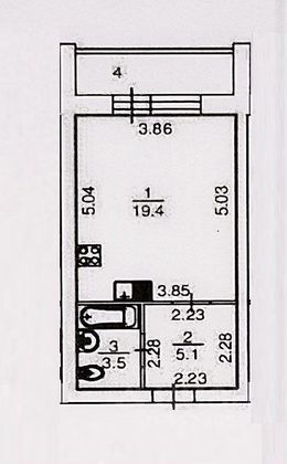 Продажа квартиры-студии 28 м², 2/5 этаж