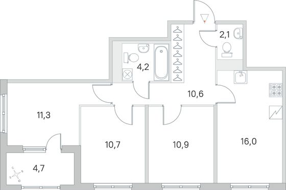Продажа 3-комнатной квартиры 68,2 м², 5/5 этаж