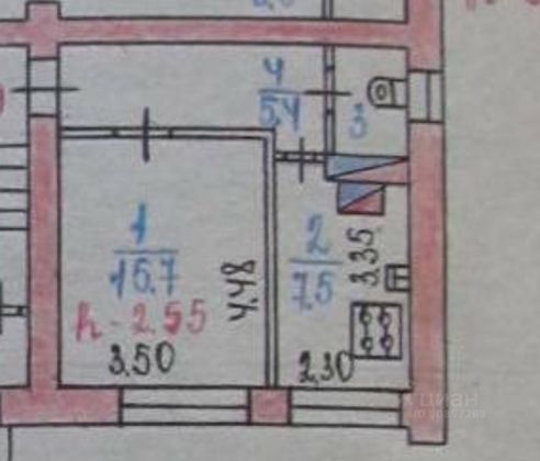 Продажа 1-комнатной квартиры 31,3 м², 1/2 этаж