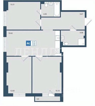 Продажа 3-комнатной квартиры 79,9 м², 8/25 этаж