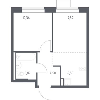 34,6 м², 1-комн. квартира, 4/9 этаж