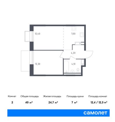 40 м², 1-комн. квартира, 5/8 этаж