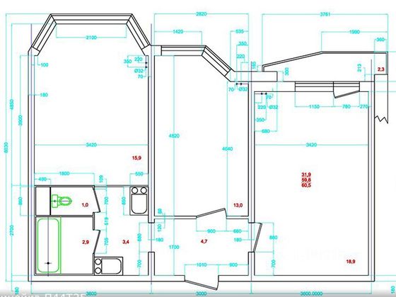 Продажа 2-комнатной квартиры 59,8 м², 16/25 этаж