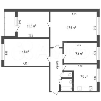 Продажа 4-комнатной квартиры 68,3 м², 2/9 этаж