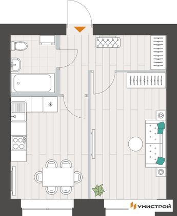 36,4 м², 1-комн. квартира, 5/10 этаж