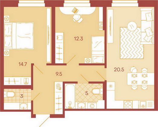 Продажа 3-комнатной квартиры 65 м², 1/18 этаж