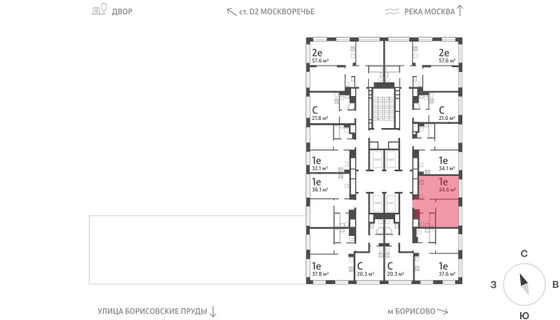 Продажа 1-комнатной квартиры 34,6 м², 7/30 этаж