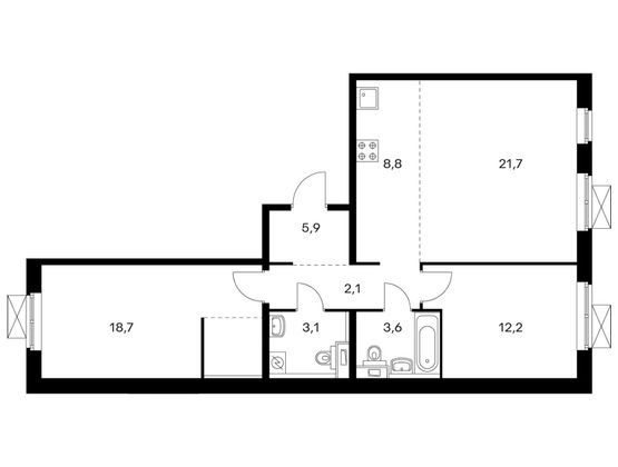 Продажа 3-комнатной квартиры 76,1 м², 2/16 этаж