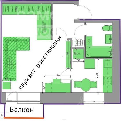 Продажа 1-комнатной квартиры 34,7 м², 2/5 этаж
