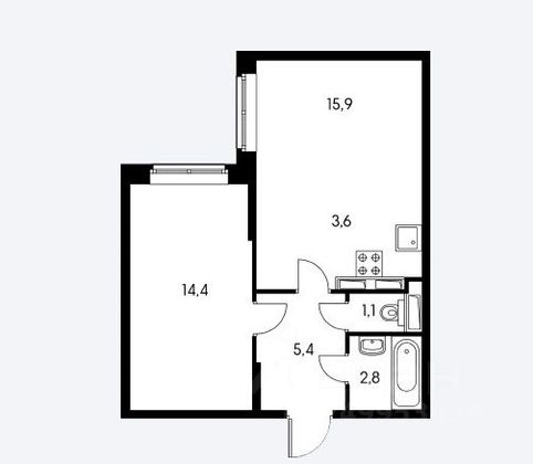 Продажа 2-комнатной квартиры 43,2 м², 4/9 этаж