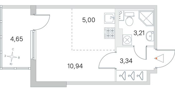 Продажа квартиры-студии 23,9 м², 3/4 этаж