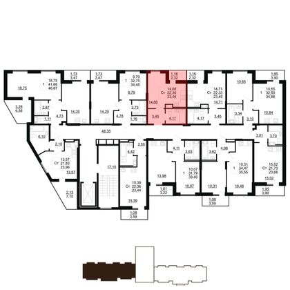 Продажа квартиры-студии 23,5 м², 6/11 этаж
