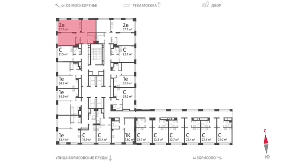 Продажа 2-комнатной квартиры 57,7 м², 2/30 этаж