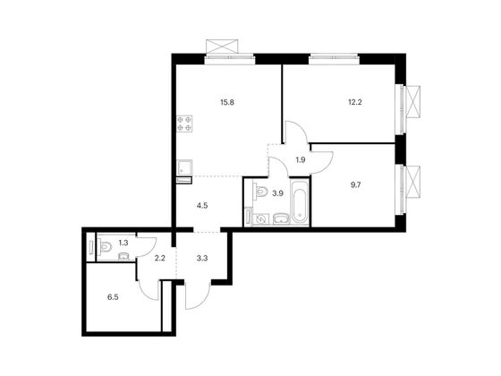 Продажа 2-комнатной квартиры 61,3 м², 3/25 этаж