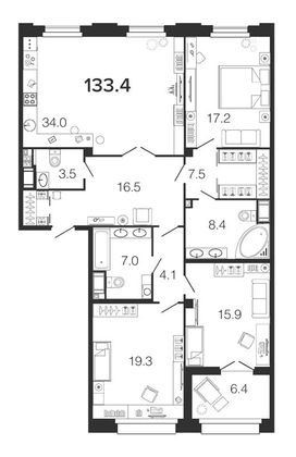Продажа 4-комнатной квартиры 133,6 м², 7/9 этаж