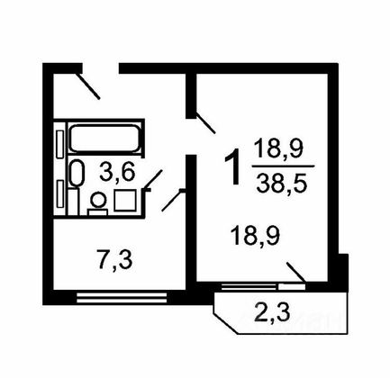 Продажа 1-комнатной квартиры 38 м², 13/17 этаж