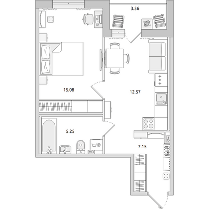 Продажа 1-комнатной квартиры 43,6 м², 1/14 этаж