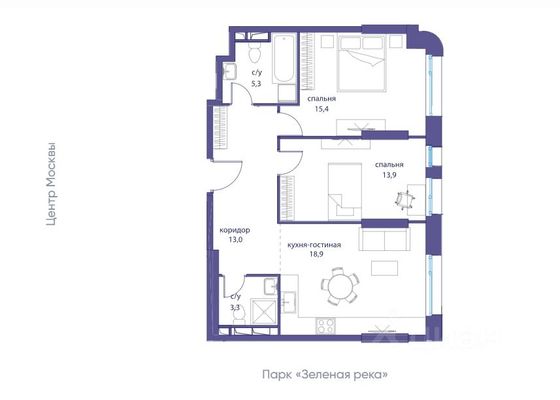 Продажа 2-комнатной квартиры 69,4 м², 19/26 этаж