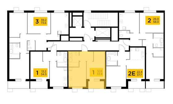 Продажа 1-комнатной квартиры 33,8 м², 7/14 этаж