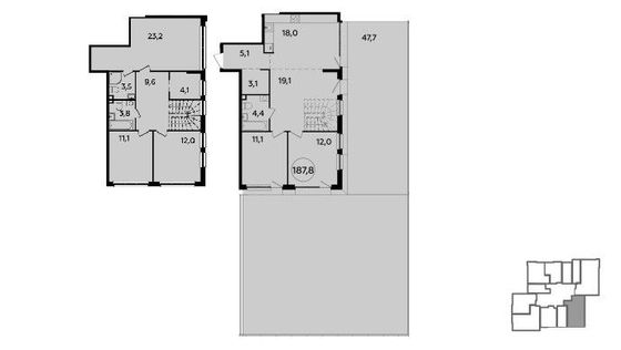 Продажа многокомнатной квартиры 187,8 м², 2/23 этаж