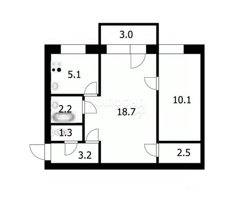 Продажа 2-комнатной квартиры 43,1 м², 5/5 этаж