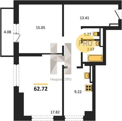 Продажа 2-комнатной квартиры 62,7 м², 21/27 этаж