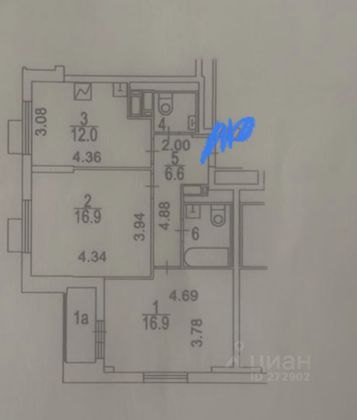 Продажа 2-комнатной квартиры 58,4 м², 22/25 этаж