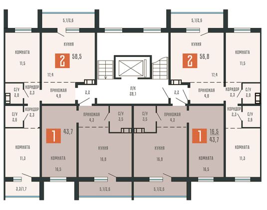 Продажа 2-комнатной квартиры 56,8 м², 10/10 этаж