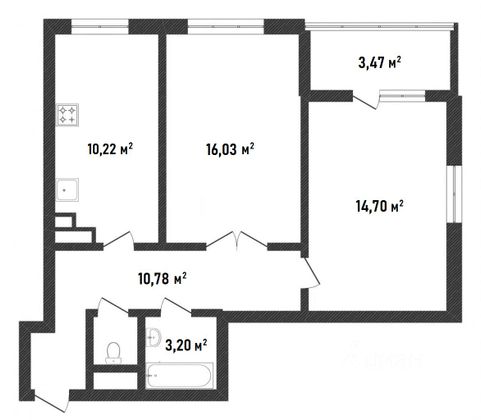 Продажа 2-комнатной квартиры 58,4 м², 15/16 этаж