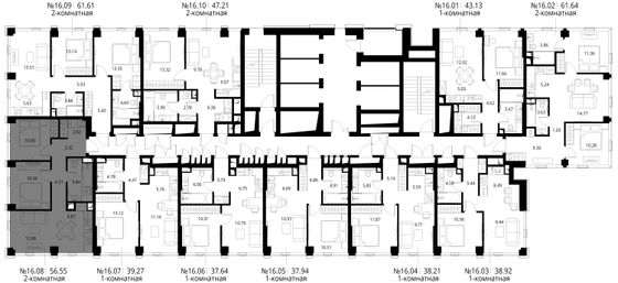 Продажа 2-комнатной квартиры 56,5 м², 16/48 этаж