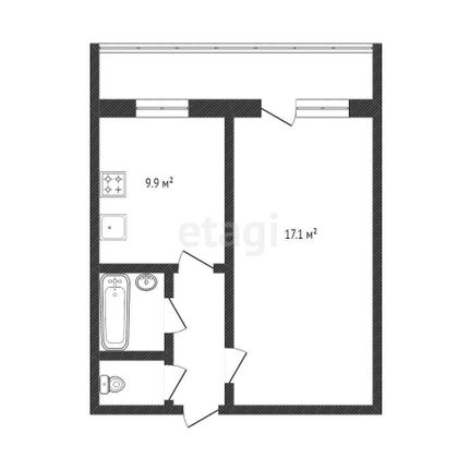 Продажа 1-комнатной квартиры 41,6 м², 2/3 этаж