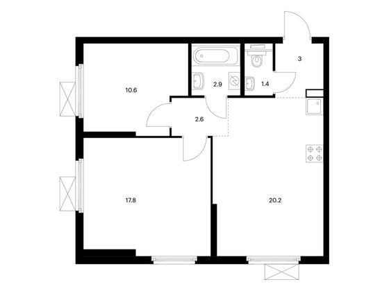 Продажа 2-комнатной квартиры 58,5 м², 21/25 этаж