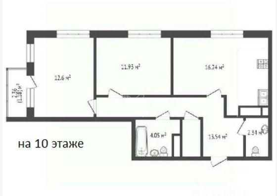 Продажа 2-комнатной квартиры 63 м², 10/24 этаж