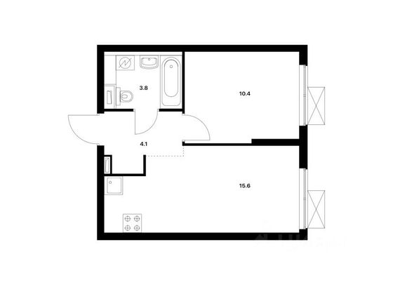 Продажа 2-комнатной квартиры 33,9 м², 30/33 этаж